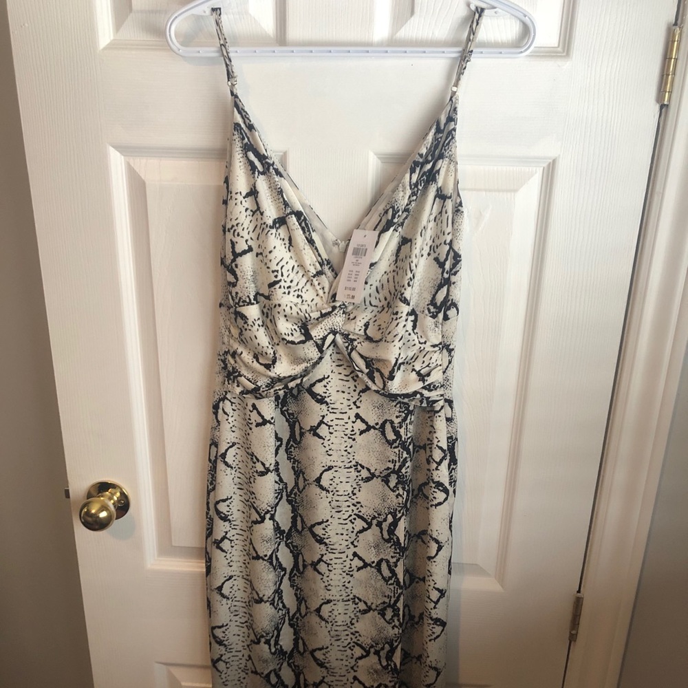 Silk, snake skin pattern midi length dress